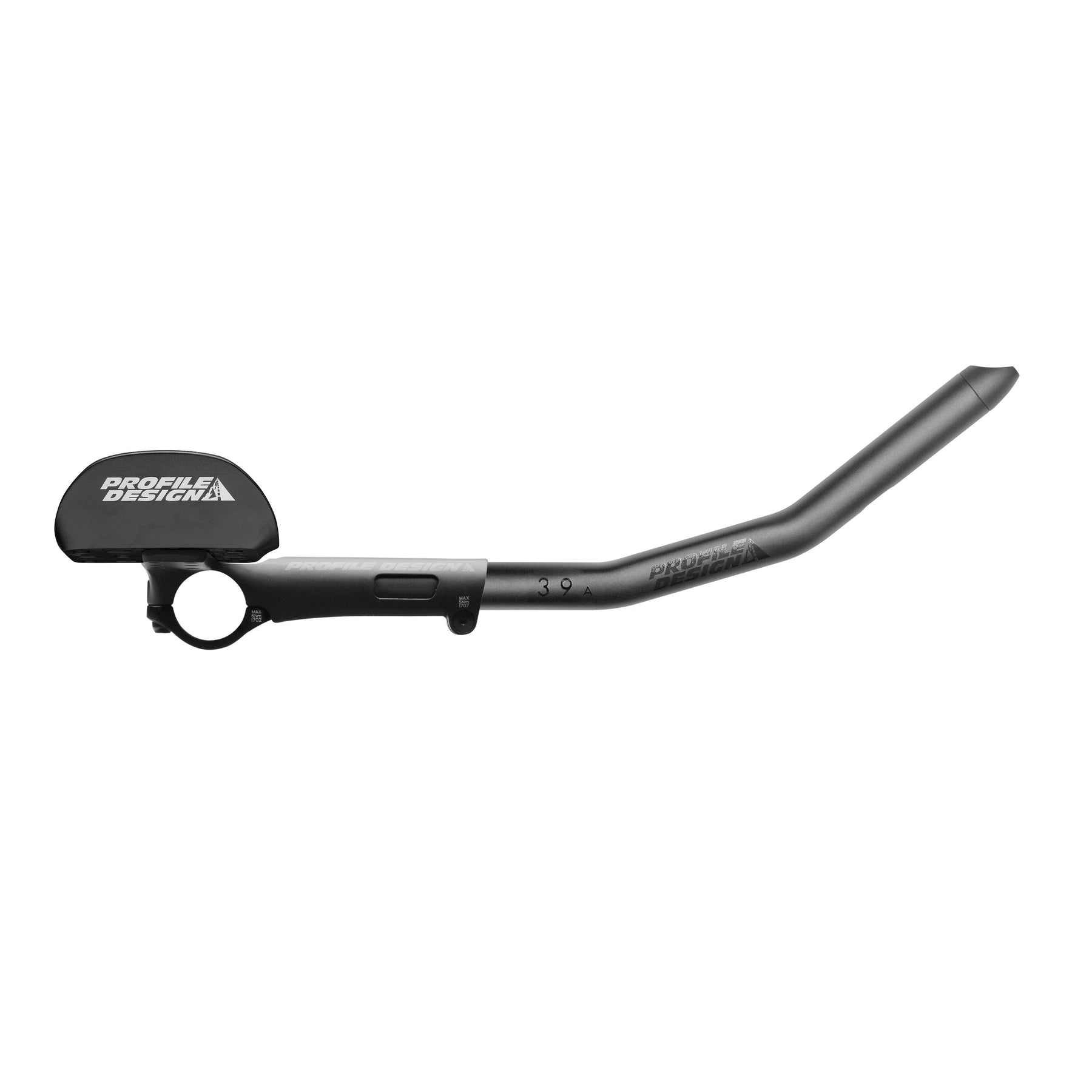 Profile Design Subsonic ERGO 39A aerobar in black. The Ergo armrest has been designed to tightly cup the riders arms – facilitating a narrow position and increasing control at speed.