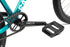 radio asura complete bike with 26" wheel for dirt jumping, pump tracks, blue colour, close up of chain and pedal