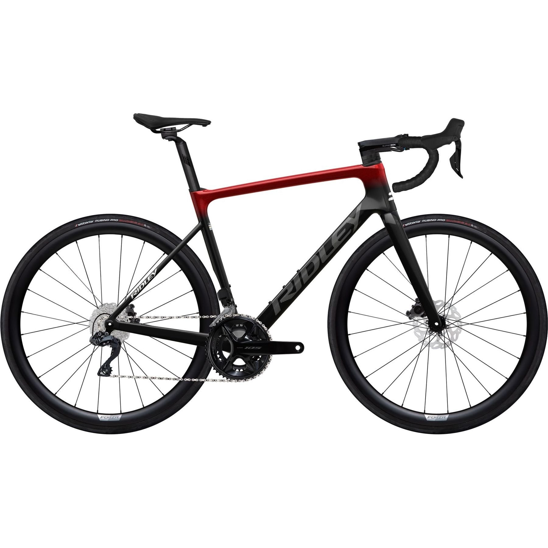 black and red ridley road bike