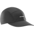 salomon bonatti pro cap with five panels, waterproof cap for running, black colour with a white logo, salomon cap lying flat on a white background