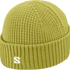 salomon docker beanie, wool blend hat for warmth and comfort, olive green colour, salomon beanie  on a white background