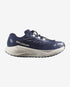 salomon aero blaze 4 grvl gtx, mens gore-tex full waterproof trail running shoe, side view of shoe in a blue colour with white sole