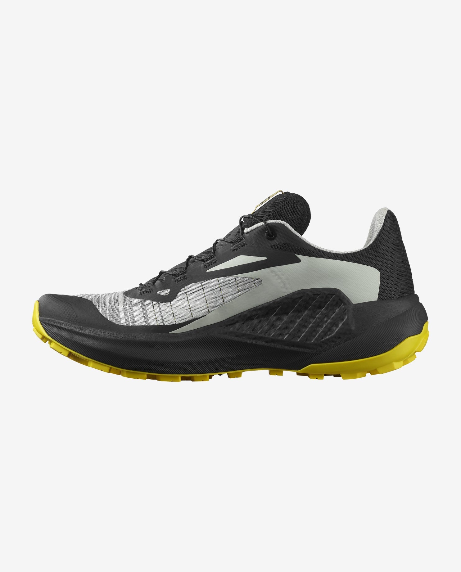 Black and yellow salomon genesis mens trail running shoe