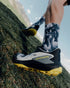 Black and yellow salomon genesis mens trail running shoe