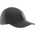 salomon s lab ultra cap, waterproof adjustable hat, black colour, side angle view of hat with label in center
