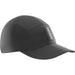 salomon s lab ultra cap, waterproof adjustable hat, black colour, side angle view of hat with label in center