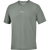 salomon shakeout core short sleeve t-shirt for men, lightweight run tee, grey colour with reflective salomon logo, salomon tee on a white background 