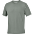 salomon shakeout core short sleeve t-shirt for men, lightweight run tee, grey colour with reflective salomon logo, salomon tee on a white background 