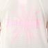 salomon womens shakeout core long sleeve, super breathable long sleeve shirt, white with light pink design, close up of design on back of shirt