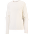 salomon womens shakeout core long sleeve, super breathable long sleeve shirt, white with light pink design, front of shirt with no background