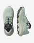 Light blue green salomon trail running shoe womens top detail
