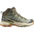 salomon x ultra 360 mid gore-tex womens hiking boots in the tea deep lichen  brunnera blue colourway. Side view of shoe.