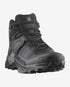 salomon x ultra mid gore-tex mens hiking boot in the black asphalt, castlerock colourway. picture of boot on a white background.