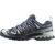 salomon xa pro 3d v9 gtx trail running and hiking shoe for men, waterproof salomon shoe, navy colour with light green details, side profile of shoe on a white background
