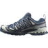 salomon xa pro 3d v9 gtx trail running and hiking shoe for men, waterproof salomon shoe, navy colour with light green details, side profile of shoe on a white background