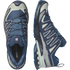 salomon xa pro 3d v9 gtx trail running and hiking shoe for men, waterproof salomon shoe, navy colour with light green details, profile of both shoes on a white background