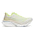 saucony endorphin azura fast light and bouncy womens road running shoe, ivory white and yellow with light blue accents, side profile of shoe