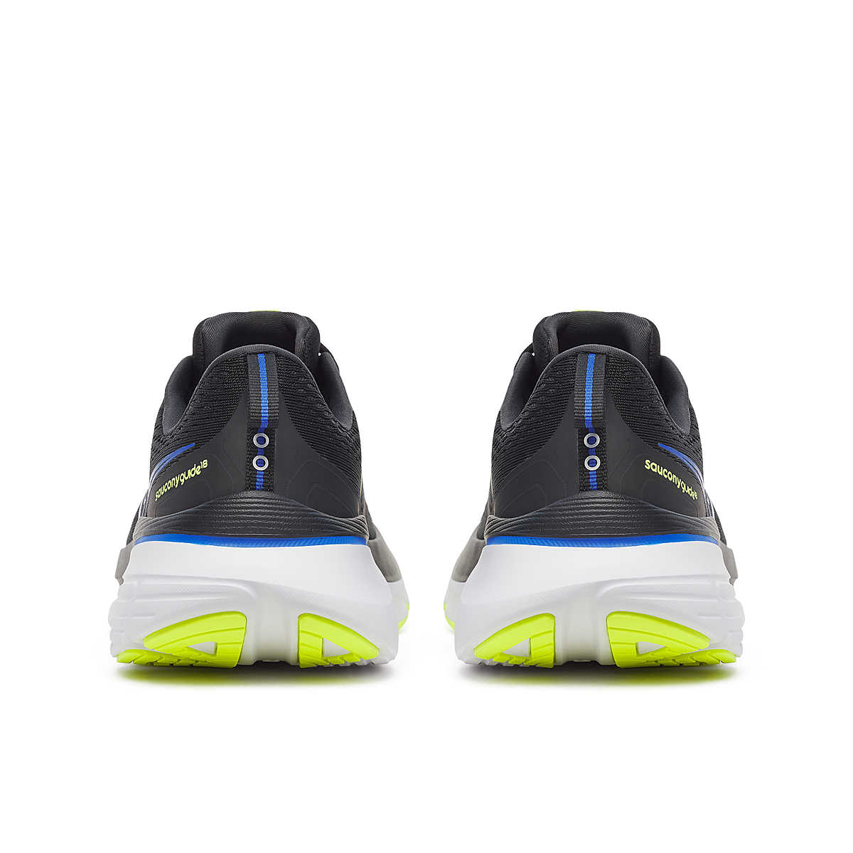 Saucony guide 18 mens running shoe with black, blue and white design