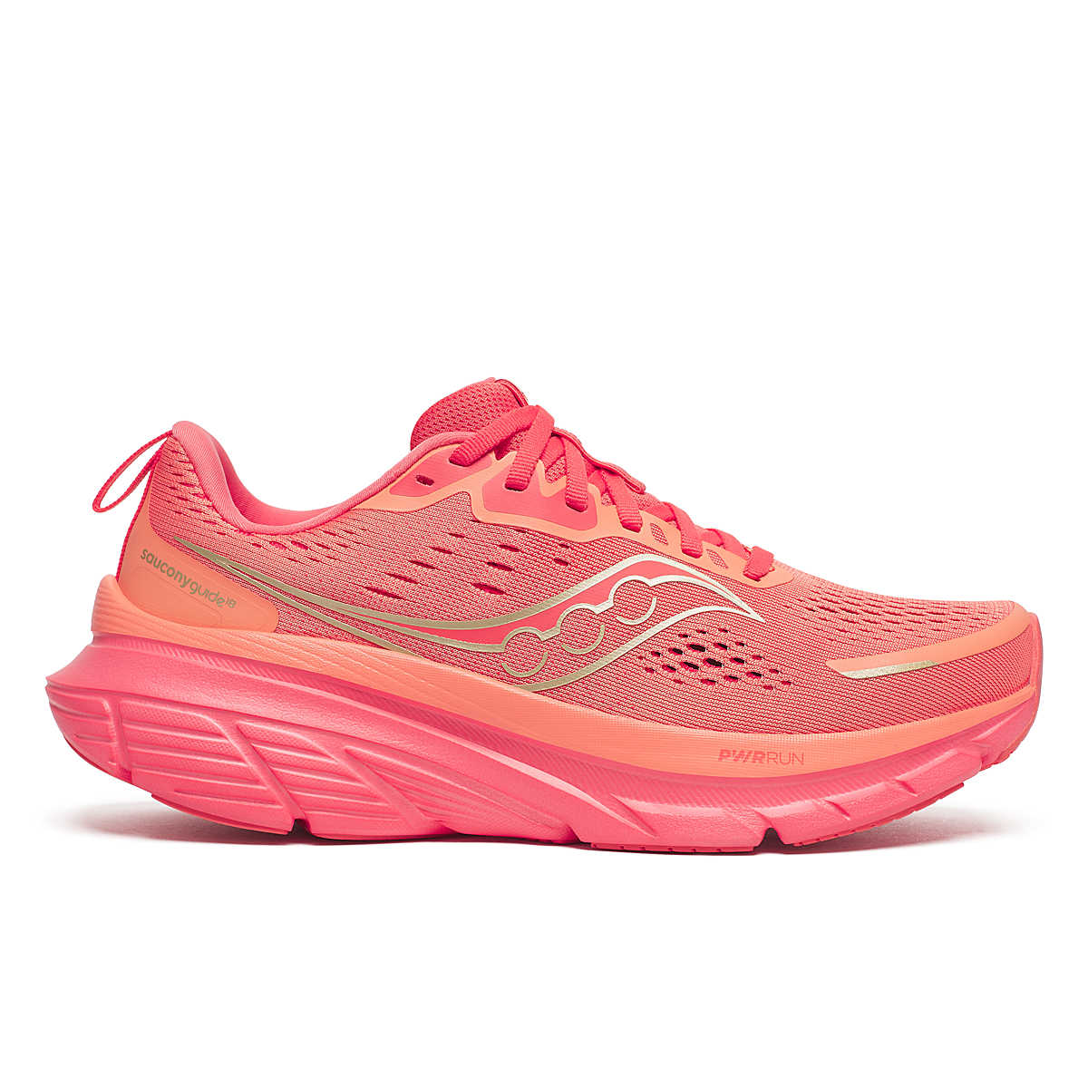 Bright pink saucony guide 18 women's running shoe