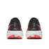 saucony guide 19 for men, cushioned road running and walking shoe with support, red and orange and black details, rear view of shoe.