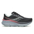 saucony guide 19 for women, supportive road running and walking shoe with good cushioning, black with grey sole, side profile of shoe