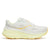 saucony guide 19 for women, supportive road running and walking shoe with good cushioning, white with yellow sole, side profile of shoe