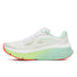 saucony guide 19 womens, cushioned supportive road running shoe, white with teal and green sole orange details, inside profile of shoe