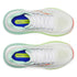 saucony guide 19 womens, cushioned supportive road running shoe, white with teal and green sole orange details, top of shoes