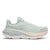 saucony hurricane 25 for women, supportive running shoe with maximum cushioning,  light pastel green with pink details, profile of shoe