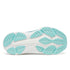 saucony hurricane 25 for women, supportive running shoe with maximum cushioning, white with light blue details, view of sole of shoes