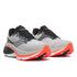 saucony hurricane 26 mens, max cushioned supportive and stable road running and walking shoe, light grey colour with black and orange detail, pair of shoes