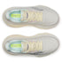 saucony hurricane 26 for women, supportive running shoe with maximum cushioning, white colour with pastel yellow, pink and aqua details, over head profile of both shoes on a white background