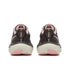 back view of womens saucony ride 19 road running shoe in a black colour with pink and white accents 
