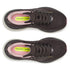top view of womens saucony ride 19 road running shoe in a black colour with pink and white accents 