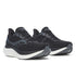 saucony triumph 23 mens, extra cushioned road running shoe for long distances, black and white colour, side profile of shoe 