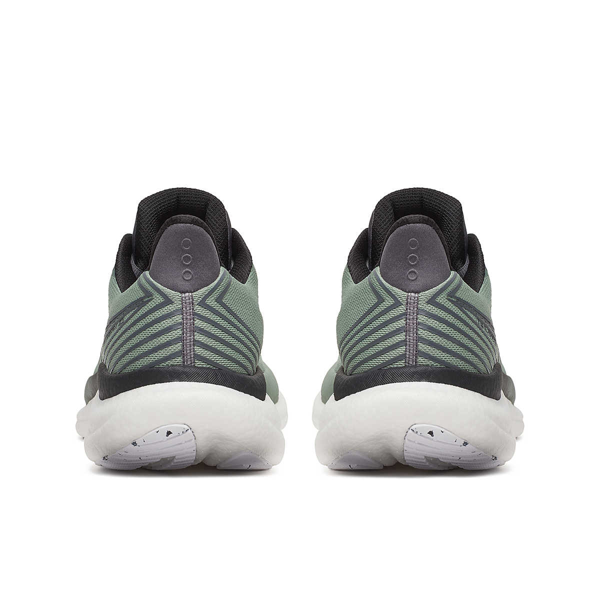 Saucony Triumph 23 cushioned running shoe for men, green colour, pair, back view