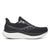 saucony triumph 23 mens, extra cushioned road running shoe for long distances, black and white colour, side profile of shoe 