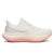 saucony triumph 23 womens, extra cushioned long distnace road running and walking shoe, white with peach details, side profile of shoe