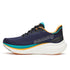 saucony triumph 24 mens, maximum cushioned road running shoes, navy with teal orange and white details, inside profile of shoe