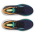 saucony triumph 24 mens, maximum cushioned road running shoes, navy with teal orange and white details, tops of shoes