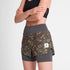 woman wearing saysky camo pace 2in1 run shorts for women with logo at front