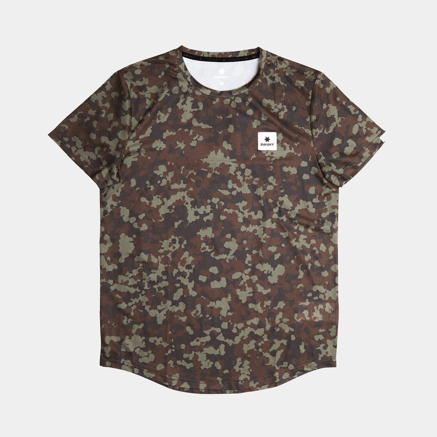 saysky camouflage men's running tshirt with logo on front