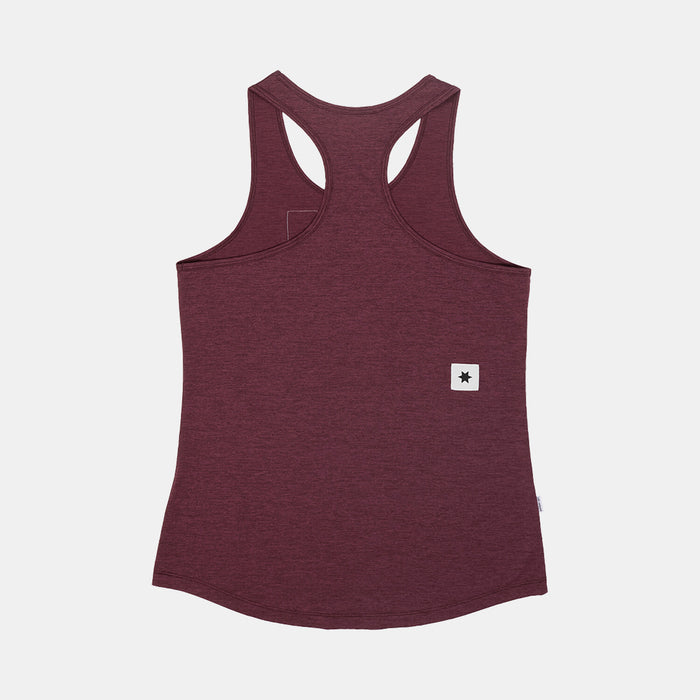 saysky clean combat pro singlet for women, lightweight tank for running or the gym, burgundy colour, singlet shown on a white background