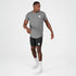 SAYSKY clean combat pro mens t-shirt in a grey colour. picture of t-shirt on a model.