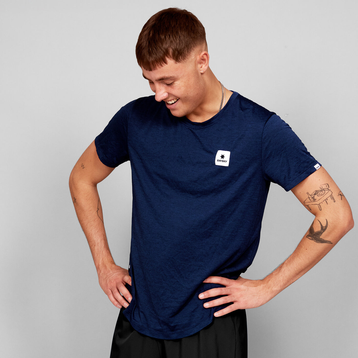 man wearing saysky clean combat pro tshirt