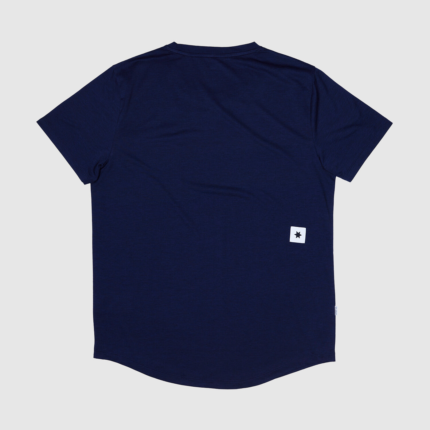 back of the SAYSKY logo combat pro men's tshirt in navy blue, with stitched logo at the back