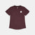 saysky clean combat pro t-shirt, lightweight running top for women, burgundy colour, view of t-shirt on a white background