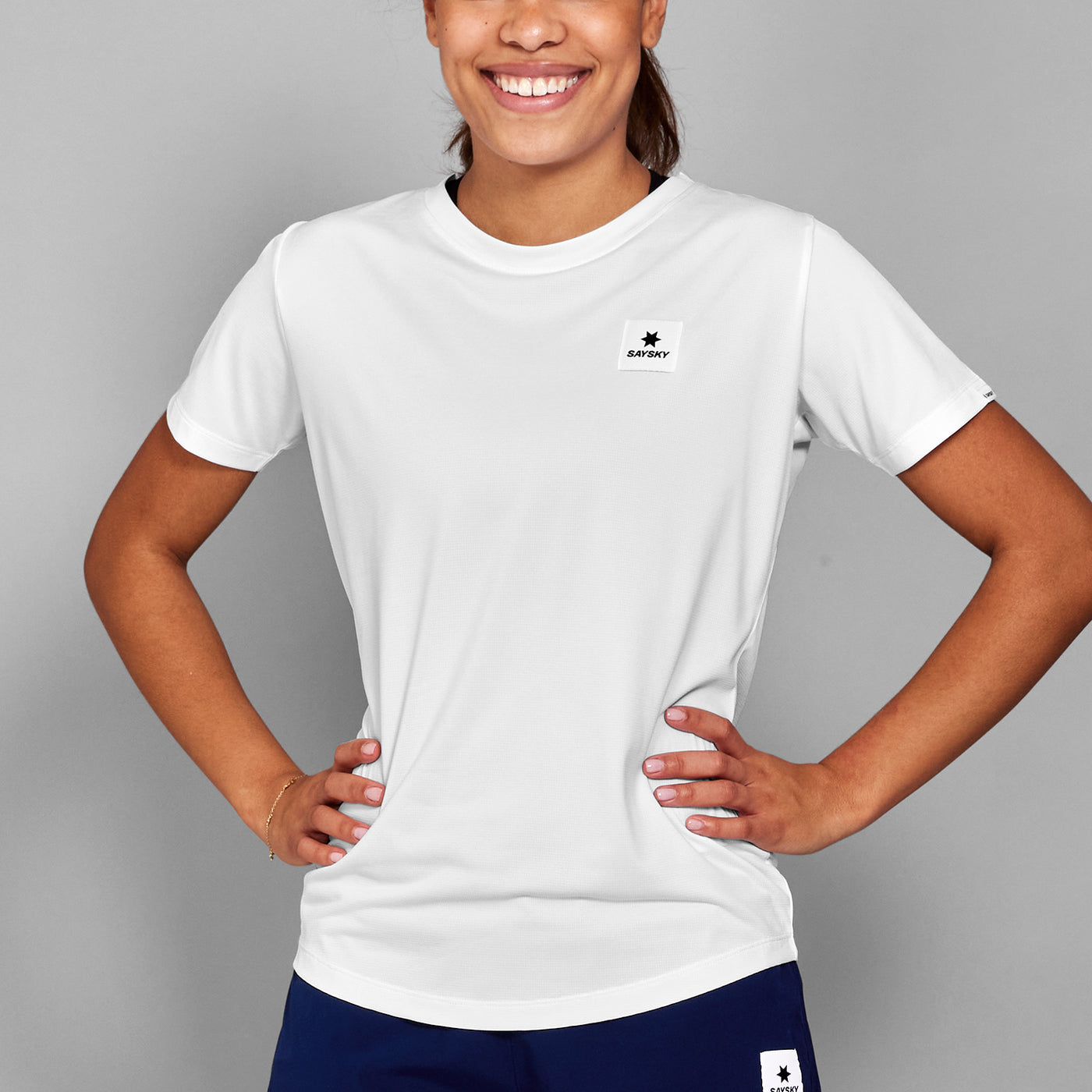 saysky clean combat tshirt for women white colour lightweight short sleeve