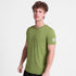 saysky short sleeve running t-shirt for men in green stretchy and quick-drying running tee, profile of man wearing saysky t-shirt