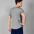 saysky short sleeve running t-shirt for men in grey, stretchy and quick-drying running tee, back profile of man wearing saysky t-shirt